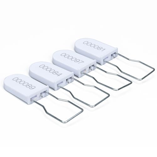 Plastic Padlock Security Seals with Metal Wire Numbered Anti Tamper Tag (500, White)