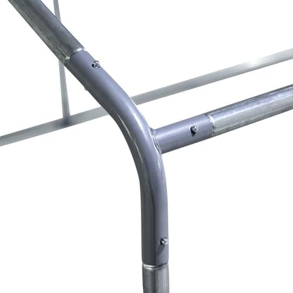 Walk-in 9.8Lx6.6Wx6.6Hft Galvanized Outdoor Chicken Pen with Reinforced FFor rame Lockable Mesh Door UV-Protective Cover Silver