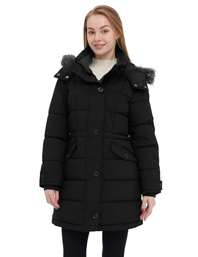 ZSHOW Women's Warm Hooded Winter Coat Waterproof Quilted Puffer Jacket Long Windproof Parka - color: Black, size: 4X-Large Plus
