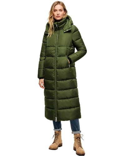Womens Winter Maxi Long Parka Coats Puffer Down Quilted Jacket with Hood - color: Armygreen-303, size: Medium