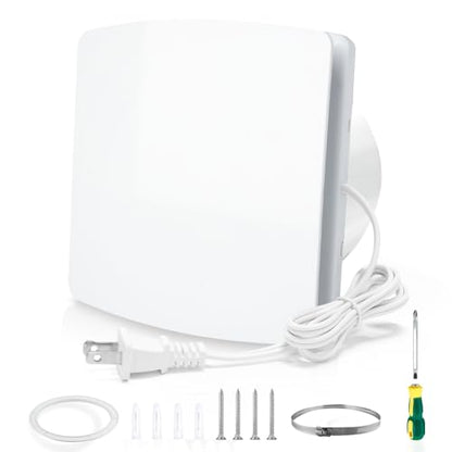 WiseWater Bathroom Exhaust Fan, 110V ac 56CFM 34 dB 4” Duct 6" Panel Extractor Fan, Ceiling&Wall Mounted Ventilation Fan for Bathroom, Laundry Room, Bedroom, Office - size: 4"