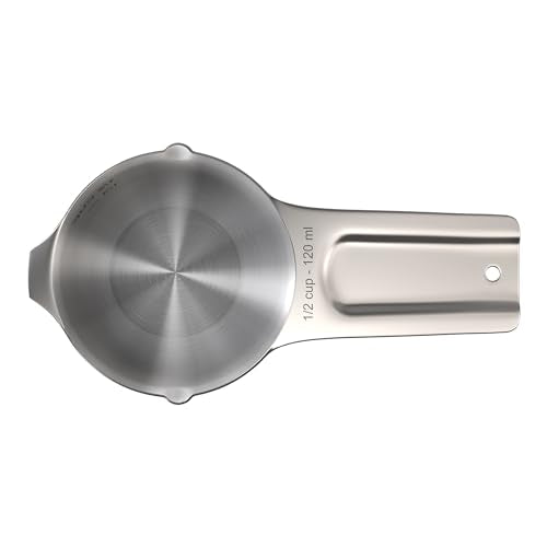Color Up ½ Cup Measuring Cup (120 ml) – Premium Chrome Stainless Steel, Accurate for Wet & Dry Ingredients, Embossed Markings, Easy-Pour Spouts, Dishwasher-Safe, Kitchen Essential - size: 1/2 Cup (120 ml) Stainless