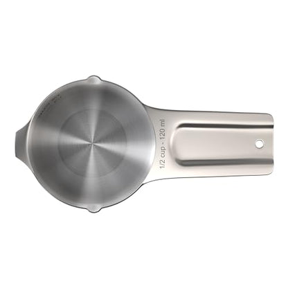 Color Up ½ Cup Measuring Cup (120 ml) – Premium Chrome Stainless Steel, Accurate for Wet & Dry Ingredients, Embossed Markings, Easy-Pour Spouts, Dishwasher-Safe, Kitchen Essential - size: 1/2 Cup (120 ml) Stainless