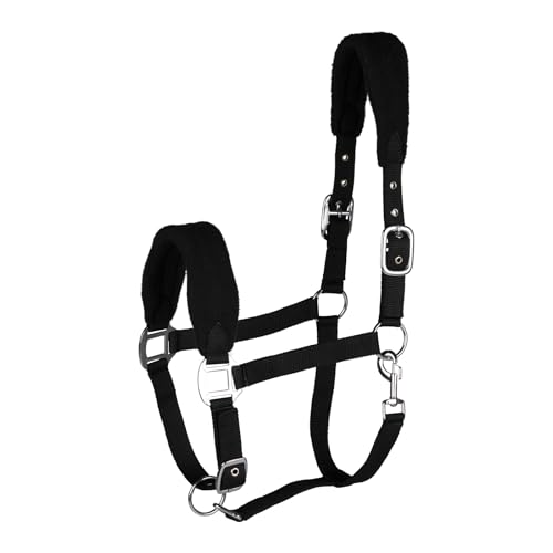 HORZE Kiel Adjustable Horse Halter with Fleece Padding - Black - Pony - color: Black, size: Pony