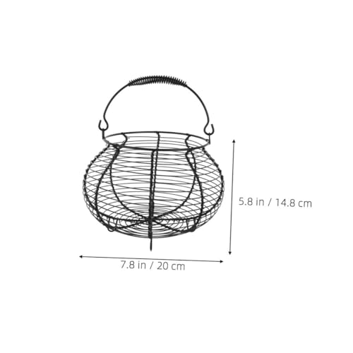 Generic 2pcs Black Metal Wire Egg Gathering Baskets with Handles, Farmhouse Kitchen Storage Bins for Fresh Egg Collection and Countertop Organization