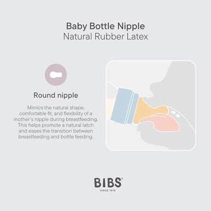 BIBS Bottle Nipple 2-Pack. Anti-Colic. Extra Nipples for BIBS Baby Bottles. Round Nipple. - Natural Rubber Latex, Medium Flow - color: Medium Flow | Natural Rubber