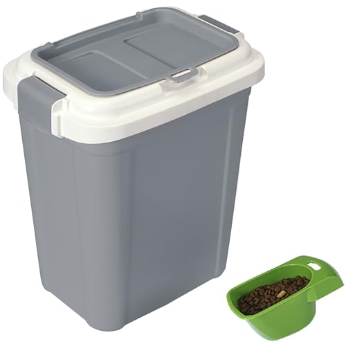 Ashfield & Harkness: Airtight Pet Food Storage Container - 23 Qt, Grey - Holds 20 lbs, Lightweight Bin & Measuring Scooper, Dogs-Cats-Animal Supplies - color: Grey, size: 20 lbs