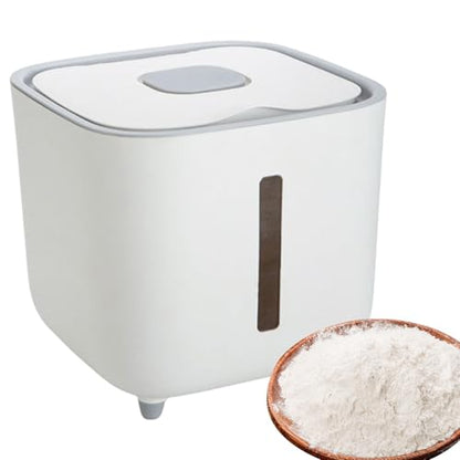Rice Dispenser - 10kg Airtight Storage Container Clear Window, Bulk Grain Keeper Box, Secure Lid Dry Goods Organizer, Pantry Capacity Solution, Moisture Control Canister | for Kitchen Cereal Pasta - color: White