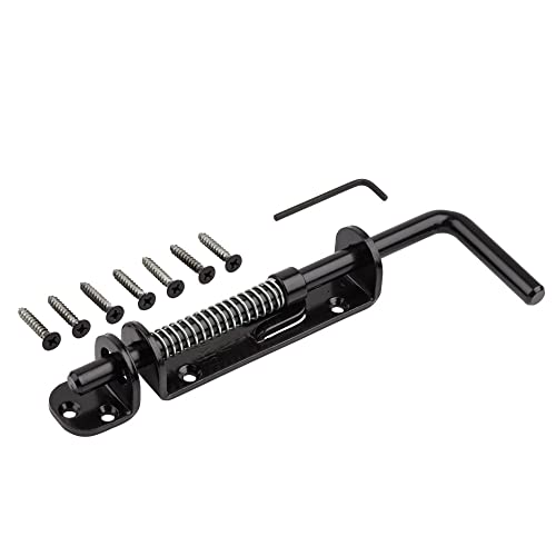 National Hardware N109-214 V1142 Spring Loaded Heavy Duty Sliding Door Bolt Latch - Black Steel Security Lock for Gates, Sheds and Stalls - Left or Right Hand Operation - color: Black