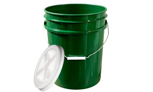 House Naturals 5 Gallon Food Grade BPA Free Bucket Pail with Air Tight Double Gasket Screw on Lid (Pack of 2) Light Blue and Green containers with White lids