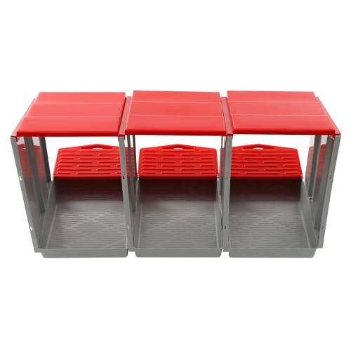 Chicken Nesting Box, 3 Compartments Hen Laying Box with Egg Collection, Portable Outdoor Chicken Coop, Freestanding Large Nest Boxes for Home, Farm, Backyard, Courtyard (Red) - color: Red