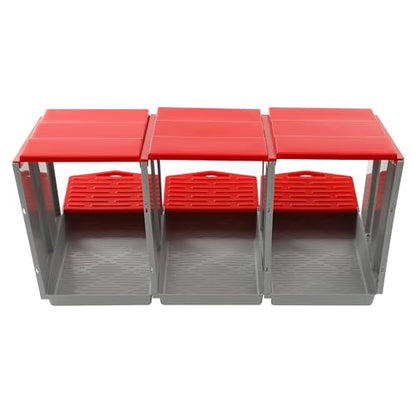 Chicken Nesting Box, 3 Compartments Hen Laying Box with Egg Collection, Portable Outdoor Chicken Coop, Freestanding Large Nest Boxes for Home, Farm, Backyard, Courtyard (Red) - color: Red