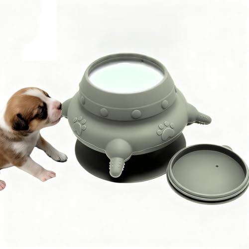 Puppy Milk Feeder Pet Bottles for Nursing Food Grade Silicone Feeder Bowl with 4 Dummy Nipples for Multiple Puppies Kittens Dogs Nursing Bowl - color: Grey