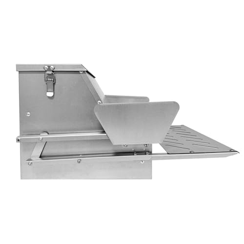Automatic Chicken Feeder 25lb Capacity Automatic Metal Treadle Feeder Galvanized Steel Treadle Chicken Feeder No Waste Large Poultry Feeder with Locking Lid and Rain Cover for Outdoor Use