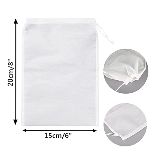3 Pcs Nut Milk Bags, 150/75/48 Micron Reusable Nylon Food Strainers, Multi-use Food Grade Soy Milk Filter, Yogurt, Wine, Brew, Coffee Filters (6"x8") - size: 6"x8"