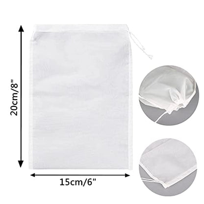 3 Pcs Nut Milk Bags, 150/75/48 Micron Reusable Nylon Food Strainers, Multi-use Food Grade Soy Milk Filter, Yogurt, Wine, Brew, Coffee Filters (6"x8") - size: 6"x8"