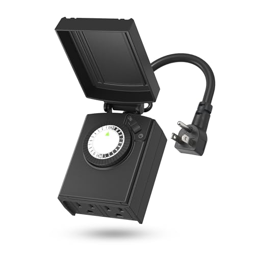 BN-LINK 24 Hour Heavy Duty Mechanical Timer, Outdoor Timer Outlet Waterproof with 30 Minutes Intervals, 2 Grounded Outlets for Christmas Lights Pool Pump,15A 1/2HP, ETL Listed - size: 1-Pack Dial 2 Outlets