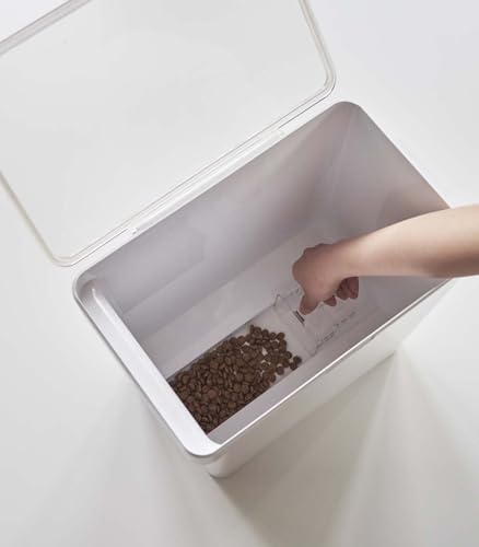 Yamazaki Home Airtight Pet Food Storage Container - Cat and Dog Food Holder Bin with Transparent Lid and Handle PolypropyleneLargeWhite - color: White, size: Large