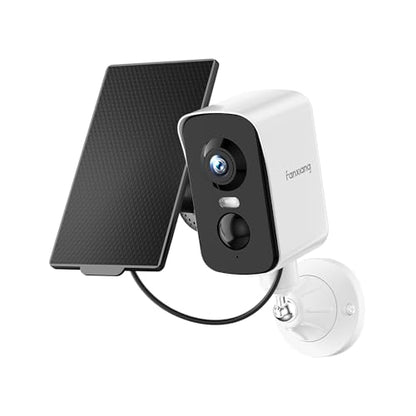fanxiang 2K Wireless Security Camera Outdoor with Solar Panel & 64GB Card, Rechargeable Battery Camera Wireless WiFi, 300° Pan Rotating, PIR, Color Night Vision, AI Motion Detection, 2-Way Audio, IP65 - style: Solar Camera with Card