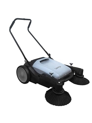 Dapper Supply Walk-Behind Outdoor Hand Push Floor Sweeper - 10.5 Gallon Capacity - 36" Sweeping Width - Sweeps up to 39,500 ft/Hour, Grey - size: 36"