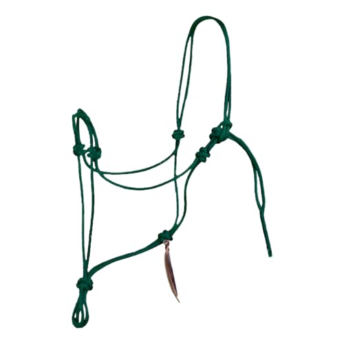 Parelli Horseman's Strong Lightweight Simple Knots Everyday Use UV Resistant Thin Smooth Yachting Braid Polyester Horse Rope Halter with Leather Poppers - color: Green, size: Mini/Foal