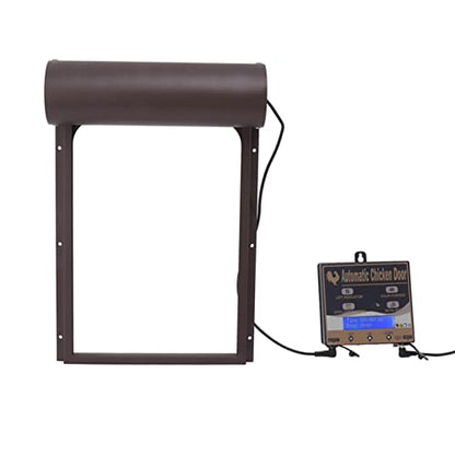 Automatic Chicken Coop Door, Solar Powered 3 in 1 with Timer HD LED Display for Chicken Duck Goose (Brown) - color: Brown