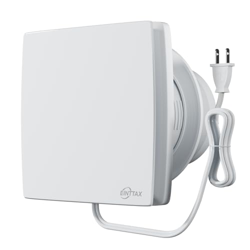 4 Inch Wall Mount Bathroom Exhaust Fan, 56 CFM Plug in Wall Exhaust Fan, Quiet Bathroom Window Fan with Backdraft Damper for Kitchen, Garage, Office, Grow Tent, 12W, White (No Timer) - style: Basic-with Plug