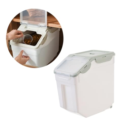 LIOOBO Pp Plastic Grain Storage Barrel Sealed Lids Pet Food Dry Container Dog Food Storage Case Nordic Design - color: Olive Green
