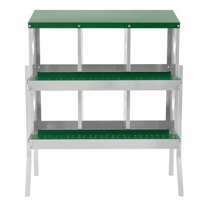 IDEALHOUSE Chicken Nesting Box, Galvanized Steel Laying Box with Rustproof & Roll-Away Egg Design, for Hens, Green 6 Compartment with Bracket - color: Green, size: 6 compartments (with bracket)