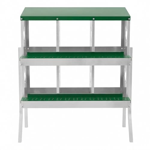IDEALHOUSE Chicken Nesting Box, Galvanized Steel Laying Box with Rustproof & Roll-Away Egg Design, for Hens, Green 6 Compartment with Bracket - color: Green, size: 6 compartments (with bracket)
