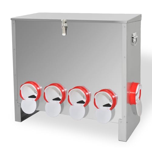 Automatic Poultry Chicken Feeder No Waste Metal Large Capacity 88 lbs Feeders for Chickens Ducks, Geese Bantams Pheasants Coop Weatherproof (10-Port) - size: 10-Port