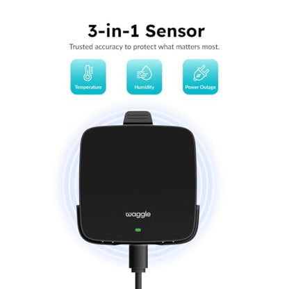 Waggle 4G Cellular Temperature & Humidity Monitor – Real-Time App, Email & SMS Alerts, LCD Display, Rechargeable Battery, RV/Camper/Van/Car Monitoring – Subscription Required
