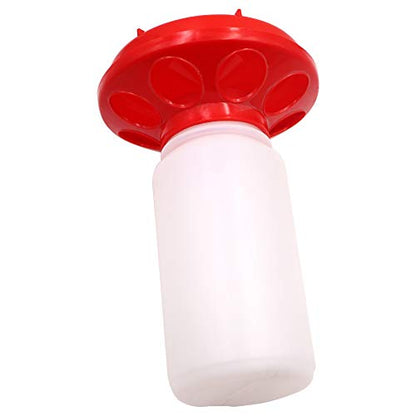 Automatic Poultry Feeder Small, Waste Free Chicken Feeder Jar, Baby Chick Feeder for Birds Pigeon Quail 1 Quart (Red and White)