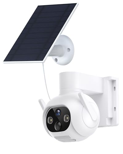 4G LTE Cellular Security Camera, No WiFi Needed, Solar Powered with Built-in eSIM, 2K Pan Tilt, PIR Motion Detection & Auto Tracking, Color Night Vision for Farm, Ranch, Barn & RV