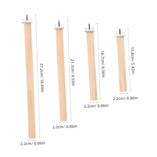 BESPORTBLE Bird Perches for Parrots and Parakeets 4pcs Wooden Bird Cage Perch Stand Accessories Non-Slip Grip for Medium Chickens
