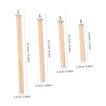 BESPORTBLE Bird Perches for Parrots and Parakeets 4pcs Wooden Bird Cage Perch Stand Accessories Non-Slip Grip for Medium Chickens