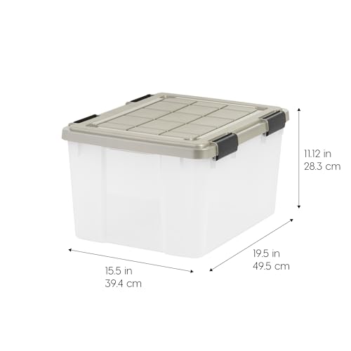 IRIS USA 44 Qt Storage Bins with Gasket Seal Lid, 2 Pack - BPA-Free, Heavy Duty Moving Containers Tight Latch, Weather Proof Tote, WEATHERPRO - Clear/Chrome - size: 44 Qt. - 2 Pack