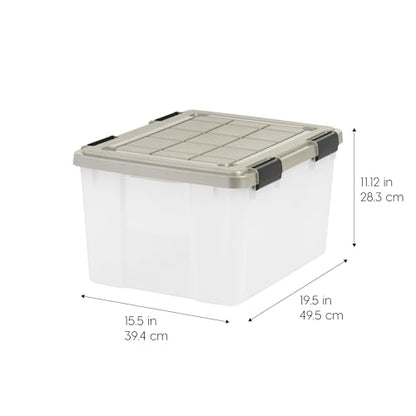 IRIS USA 44 Qt Storage Bins with Gasket Seal Lid, 2 Pack - BPA-Free, Heavy Duty Moving Containers Tight Latch, Weather Proof Tote, WEATHERPRO - Clear/Chrome - size: 44 Qt. - 2 Pack