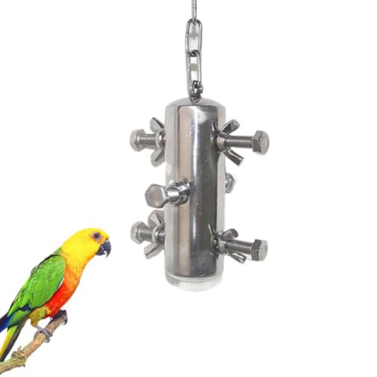 Stainless Steel Parrot Toys, Hanging Chew Bird Toys for Parrots, Bell Macaw Toys, Puzzle Interactive Foraging Bird Toys, Large Bird Toys Toys for Macaws, African Grey, Amazon Parrots