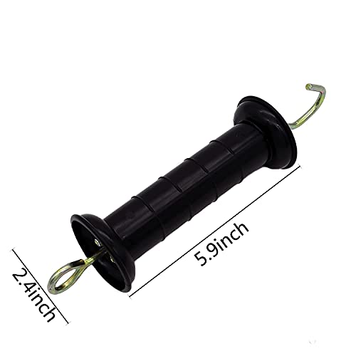 Plastic Electric Fence Spring Gate Handle with Insulators and Anchor Set, Black (2BlackMB+084) - style: 2BlackMB+084