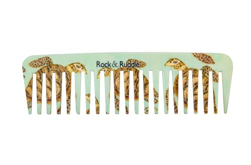 Rock & Ruddle Wide Tooth Comb | Perfect for Detangling Wet Hair and Applying Hair Color - Turtles - color: Turtles