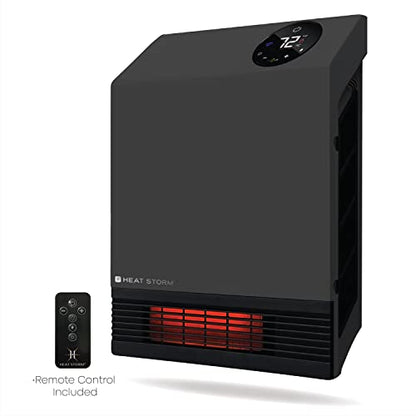 Heat Storm Wall Gray HS-1000-WX Deluxe Indoor Infrared Space Saving-1000 Watts-Remote Control-Home & Office Heater-Safe to Touch Grill, 13x4x17 - color: Gray