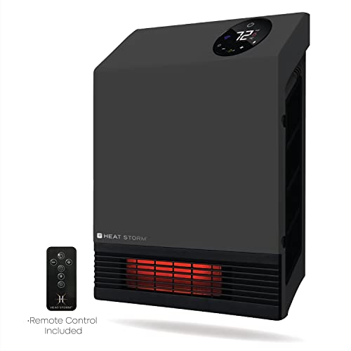 Heat Storm Wall Gray HS-1000-WX Deluxe Indoor Infrared Space Saving-1000 Watts-Remote Control-Home & Office Heater-Safe to Touch Grill, 13x4x17 - color: Gray