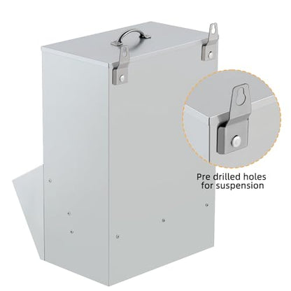 Galvanized Chicken Feeder Outdoor Poultry Feeder w/Lid Weatherproof,Easy refilling and Cleaning.NO Mess! NO Waste! (30LB Capacity)