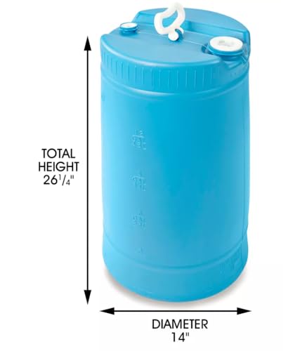 15 Gallon Drum | Tight Head Drum | Water Storage | Chemical Storage | 2" & 3/4" Fittings | Food Grade | BPA Free | HDPE |UN Rated | (Blue, 15 Gallons) - color: Blue