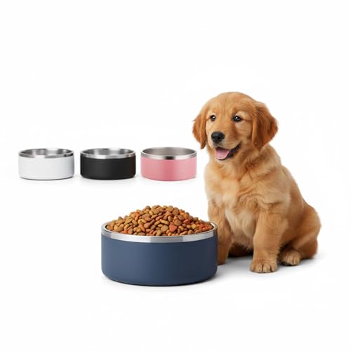 Dog Bowls, Stainless Steel Dog Food and Water Bowl for Small to Large Breed, Anti-Slip, Dishwasher Safer, Rust-Resistant, Easy to Clean, Weighted Durable Metal Bowl (Navy, 40 oz) - color: Navy, size: 40 oz