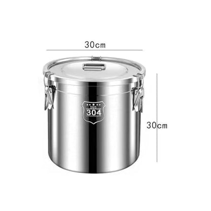 Milk Barrel, 304 Stainless Steel Airtight Canister Milk Can with Lid Airtight Barrel Grain Containers Bucket Storage Containers for Kitchen,25 * 25Cm,30 * 30Cm - size: 30*30cm