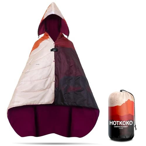 Waterproof Stadium Blanket, Soft Warm Fleece Camping Blanket Wearable Camp Blanket for Outdoor Camping, Picnic, Stadium, Sports, Beach, Car - color: Dusk