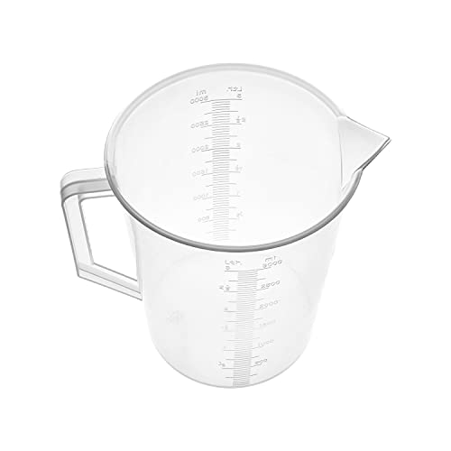 Aicosineg Measuring Cups 3000ml Plastic Graduated Cup PP Graduated Beaker Clear Scale Cup Liquid Measuring Mixing Cup Graduated Plastic Measuring Cup with Handle and Spout for Lab Kitchen Transparent
