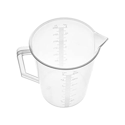Aicosineg Measuring Cups 3000ml Plastic Graduated Cup PP Graduated Beaker Clear Scale Cup Liquid Measuring Mixing Cup Graduated Plastic Measuring Cup with Handle and Spout for Lab Kitchen Transparent